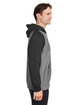 Team 365 Unisex Zone HydroSport™ Heavyweight Colorblock Hooded Sweatshirt DK GRY HTHR/ BLK ModelSide